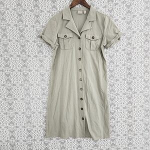 Chico's Button up Shirt Dress Short sleeve Size 1/ 8 Green